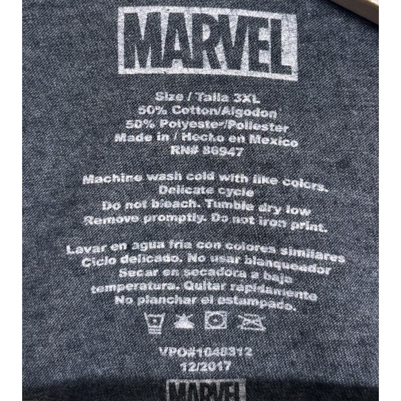 MEN'S MARVEL T-SHIRT / SHORT SLEEVE / GRAY / 3XL / HULK,SPIDERMAN,IRONMAN & MORE - Picture 3 of 4